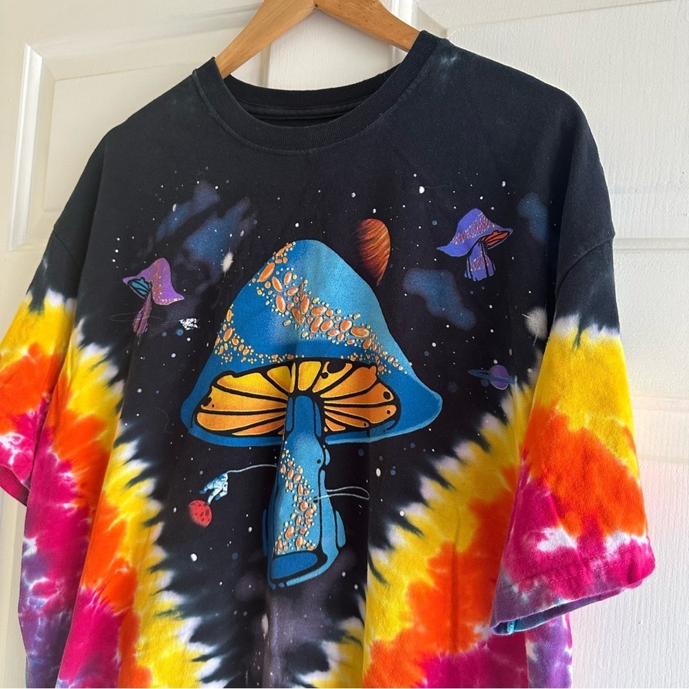 Liquid Blue Trippy Magic Mushrooms Space Astronaut Tie Dye T‎ Shirt XL - Picture 3 of 6